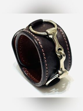 Rebecca Ray Snaffle Horse Bit Cuff Bracelet Brown Bridle Leather Equestrian